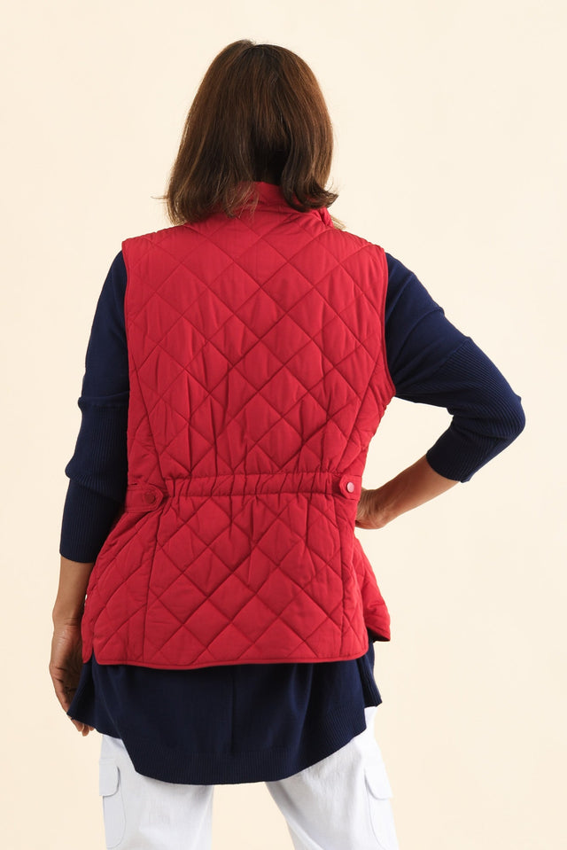 Max Red Quilted Pocket Vest,Back,Brunette model,alt text|model:Cara image 6