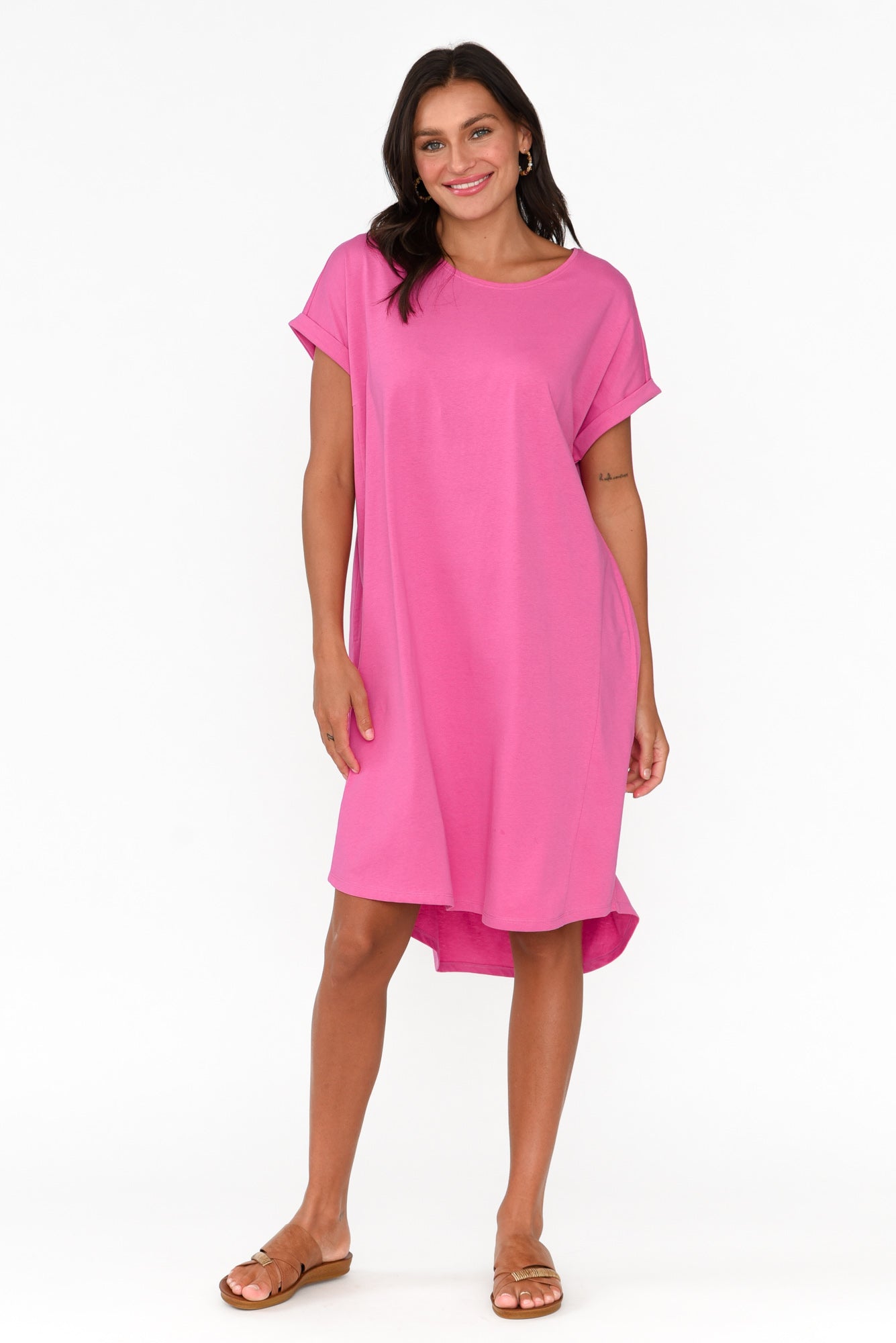 Pink cotton 2025 shirt dress