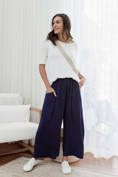 Bianca Navy Relaxed Pants