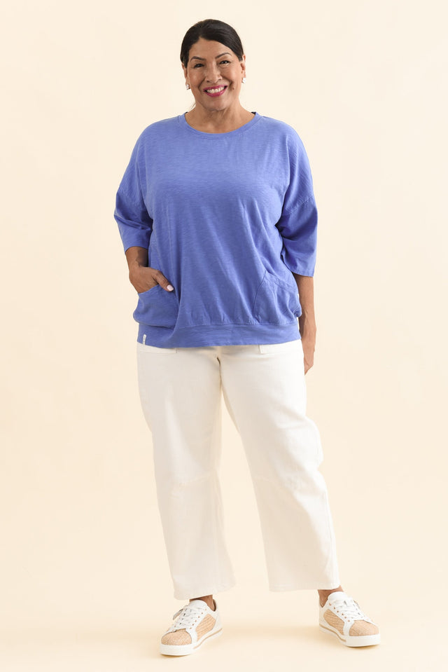 Mazie Blue Cotton Sweat,Full Body,Brunette model,alt text|model:Pilita image 6