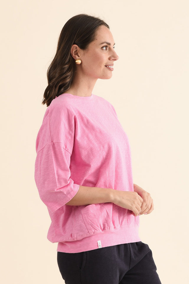 Mazie Pink Cotton Sweat,Side,Brunette model,alt text|model:MJ image 3