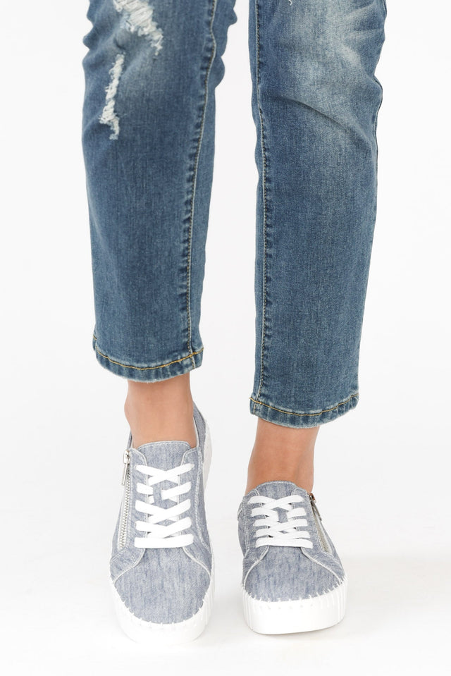 Medusa Blue Twill Platform Sneaker image 7