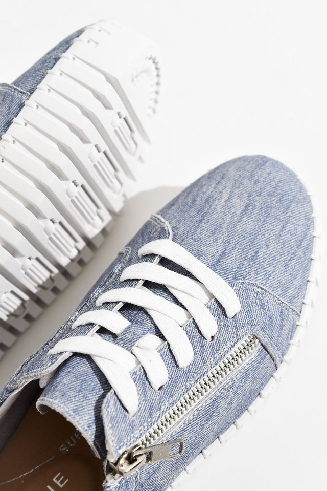 Medusa Blue Twill Platform Sneaker image 3