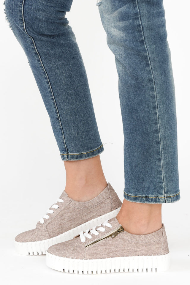 Medusa Taupe Twill Platform Sneaker image 6