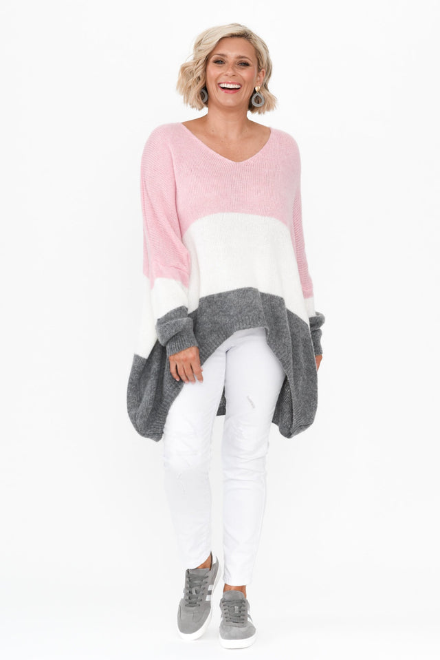 Meli Pink Contrast Knit Top