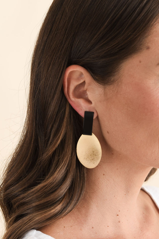 Merin Gold Oval Drop Earrings