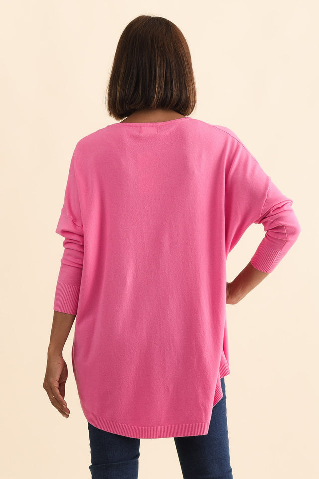 Meryl Hot Pink Wool Blend Drape Jumper,Brunette model,alt text|model:Cara image 6