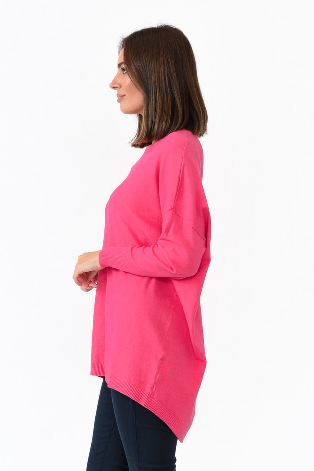 Meryl Hot Pink Wool Blend Drape Jumper image 4