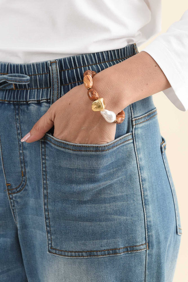 Mickey Brown Beaded Bracelet
