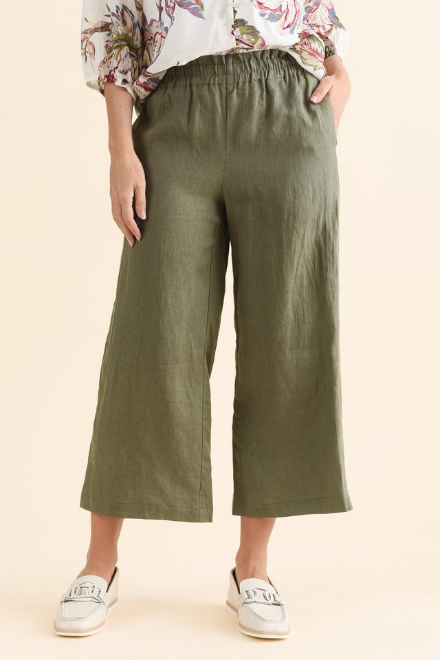 Mika Khaki Linen Pocket Pants image 1