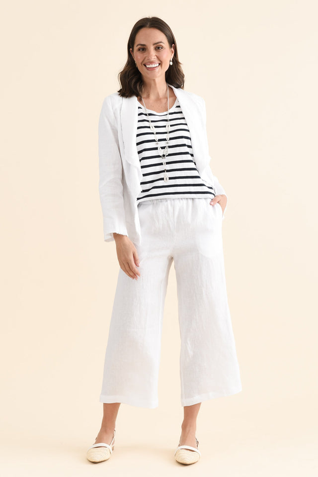 Mika White Linen Pocket Pants