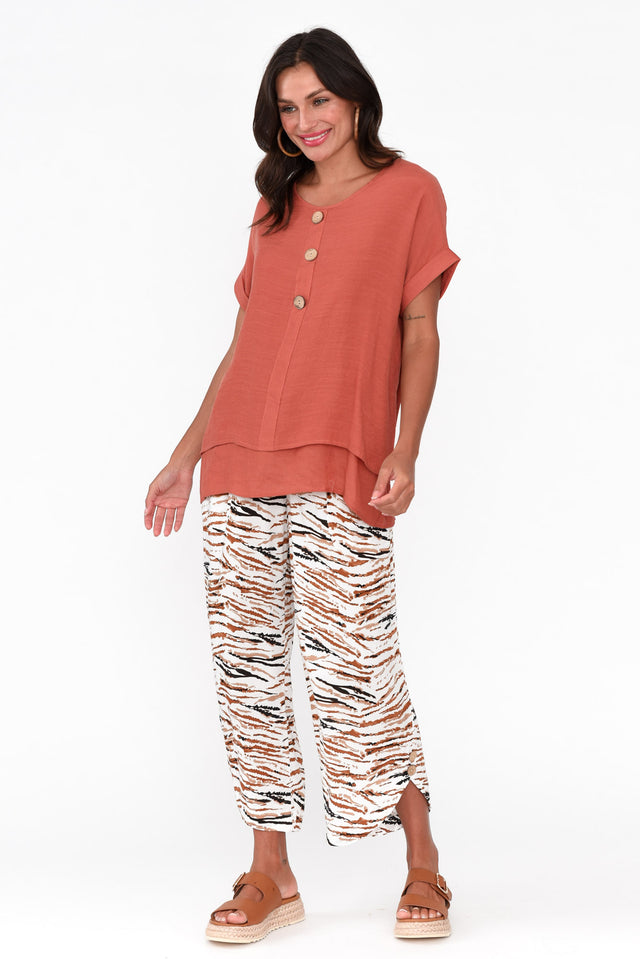 Mila Brown Abstract Tie Pants