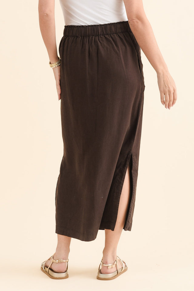 Mila Chocolate Drawstring Skirt,Back,Brunette model,alt text|model:MJ image 4