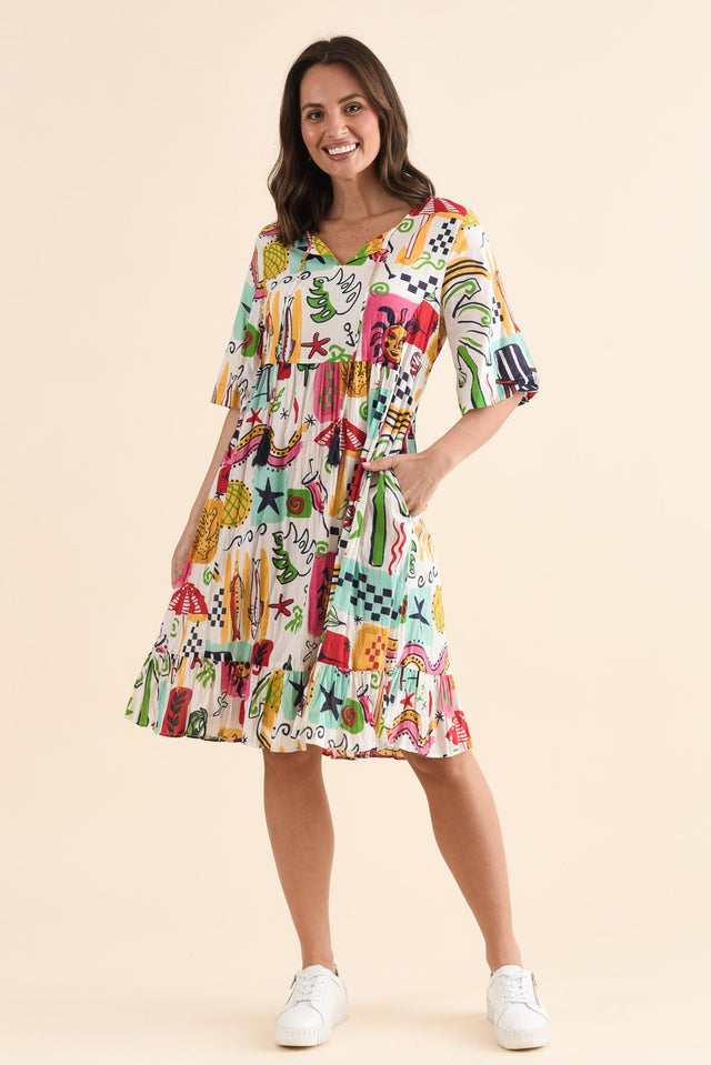 Mila White Seaside Crinkle Cotton Dress,Full Body,Brunette model,alt text|model:MJ image 6