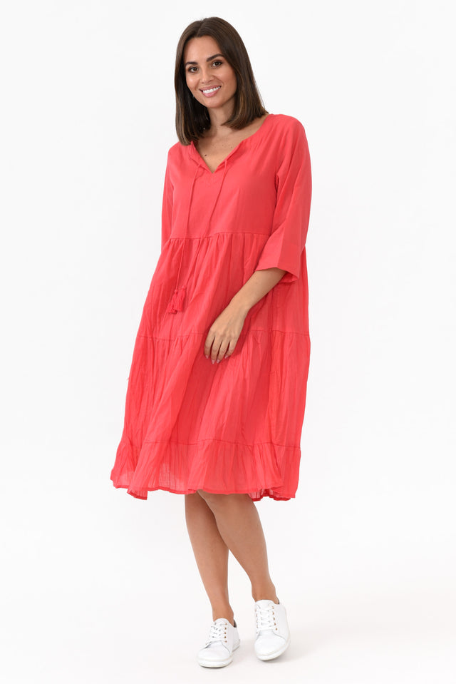 Milana Cherry Crinkle Cotton Dress