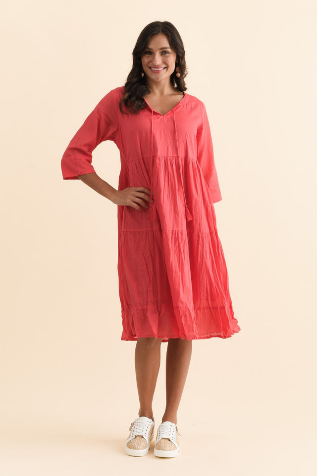 Milana Cherry Crinkle Cotton Dress,Brunette model,alt text|model:Brontie image 4