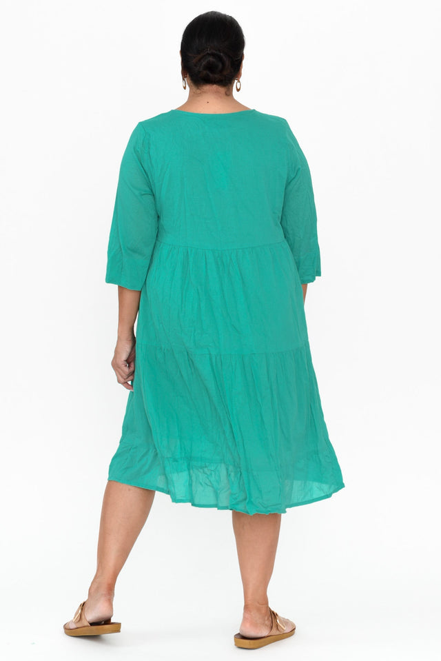 Milana Emerald Crinkle Cotton Dress