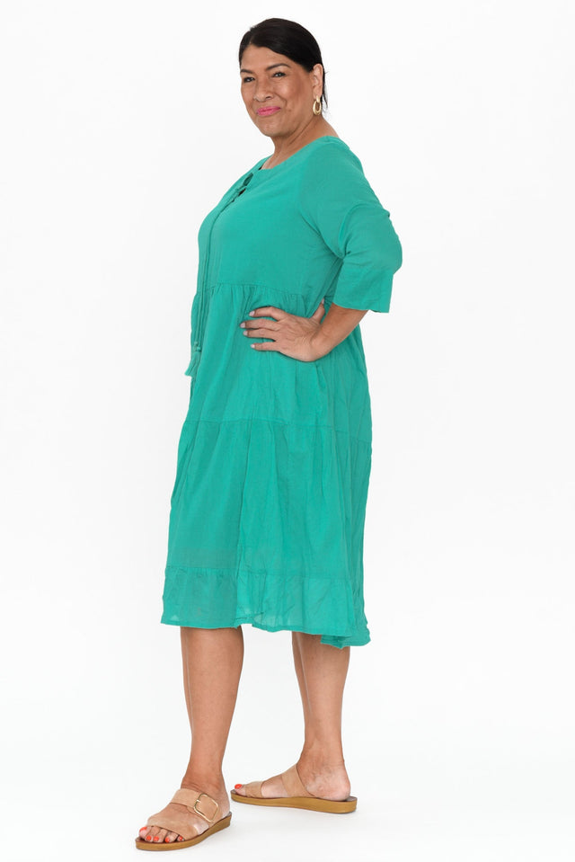 Milana Emerald Crinkle Cotton Dress image 11