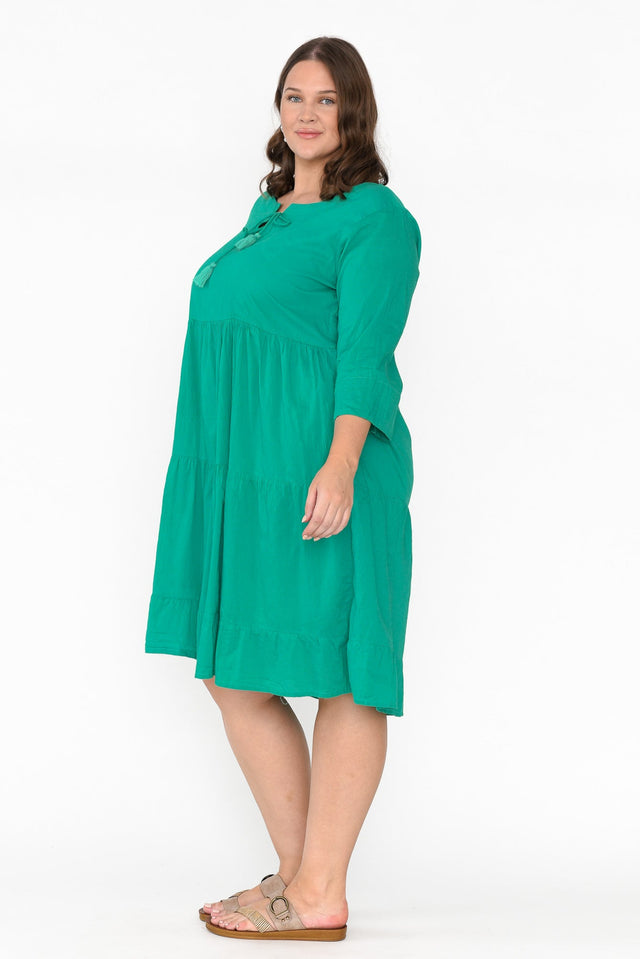 Milana Emerald Crinkle Cotton Dress image 8