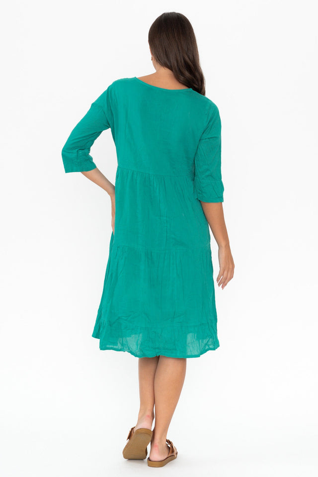 Milana Emerald Crinkle Cotton Dress image 6