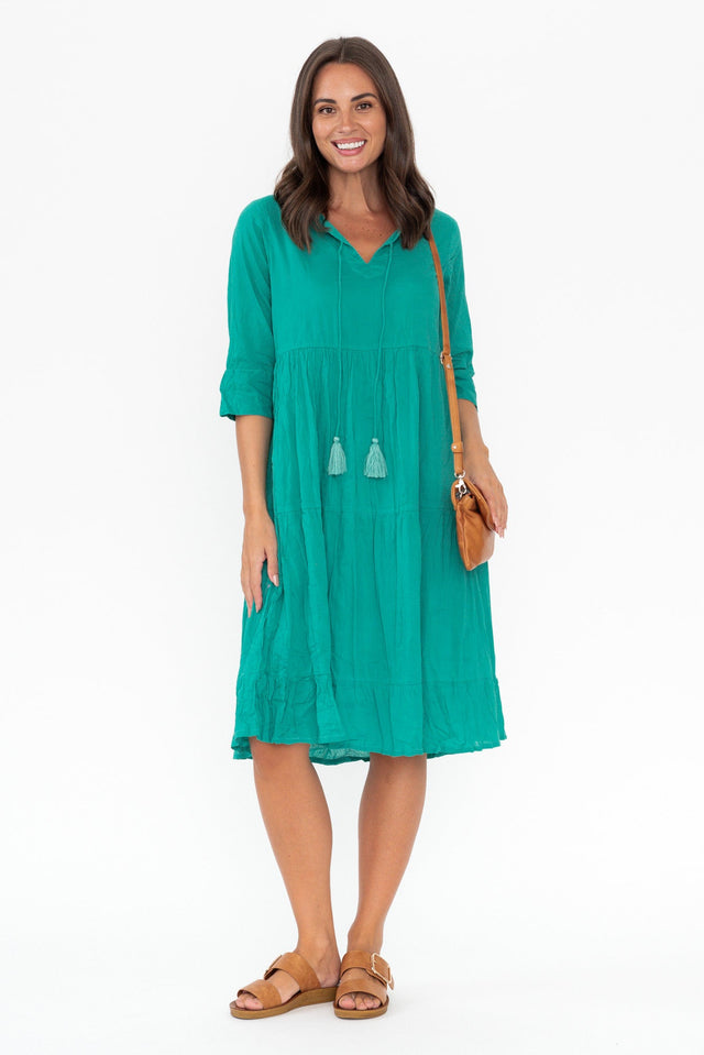 Milana Emerald Crinkle Cotton Dress image 1