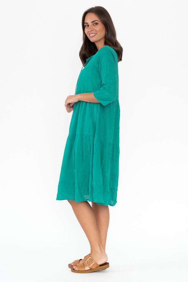 Milana Emerald Crinkle Cotton Dress image 5