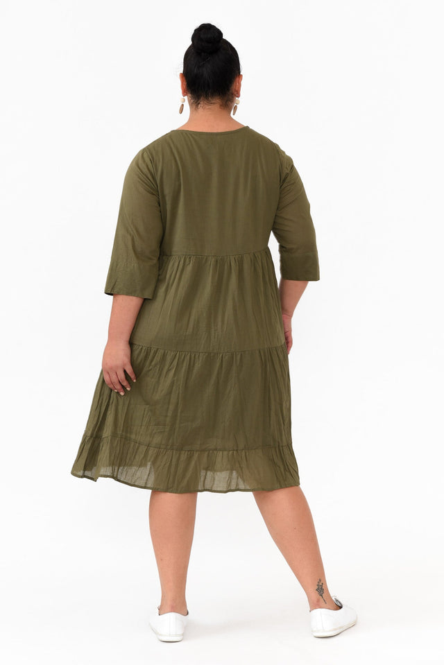 Milana Khaki Crinkle Cotton Dress image 9