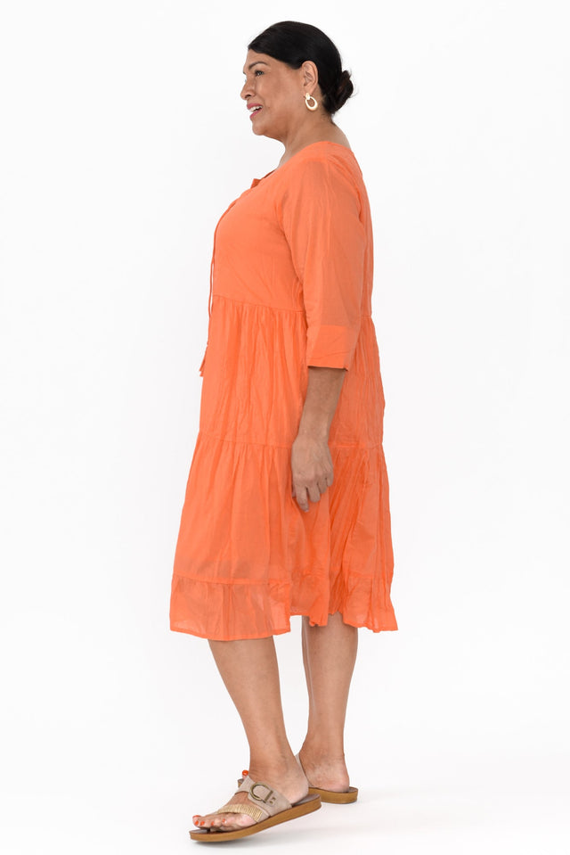 Milana Orange Crinkle Cotton Dress image 10