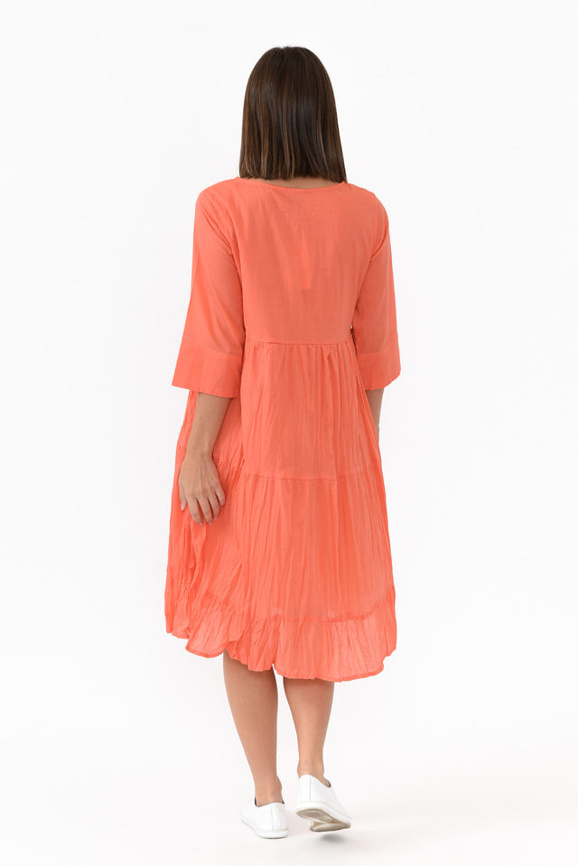 Milana Peach Crinkle Cotton Dress