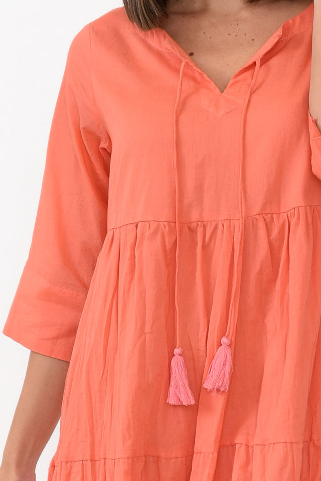 Milana Peach Crinkle Cotton Dress image 3