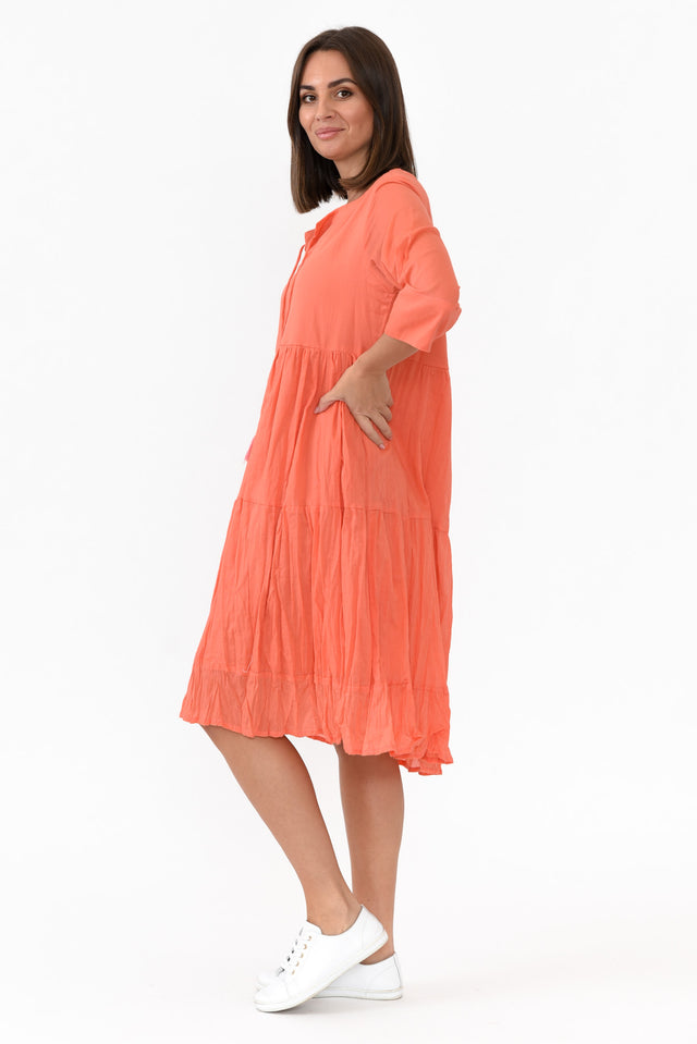 Milana Peach Crinkle Cotton Dress image 5