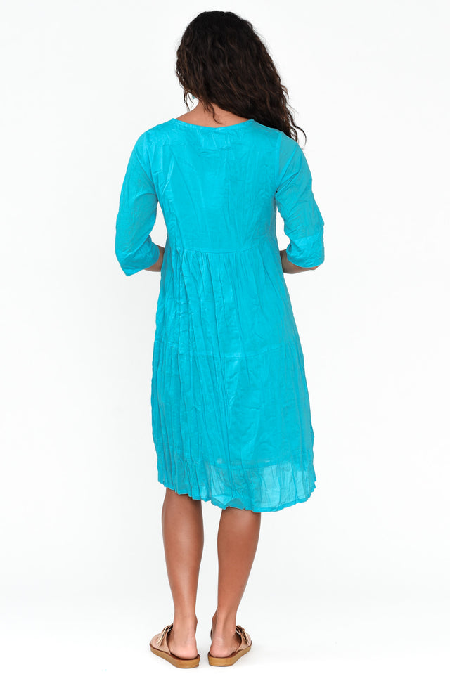 Milana Sky Blue Crinkle Cotton Dress