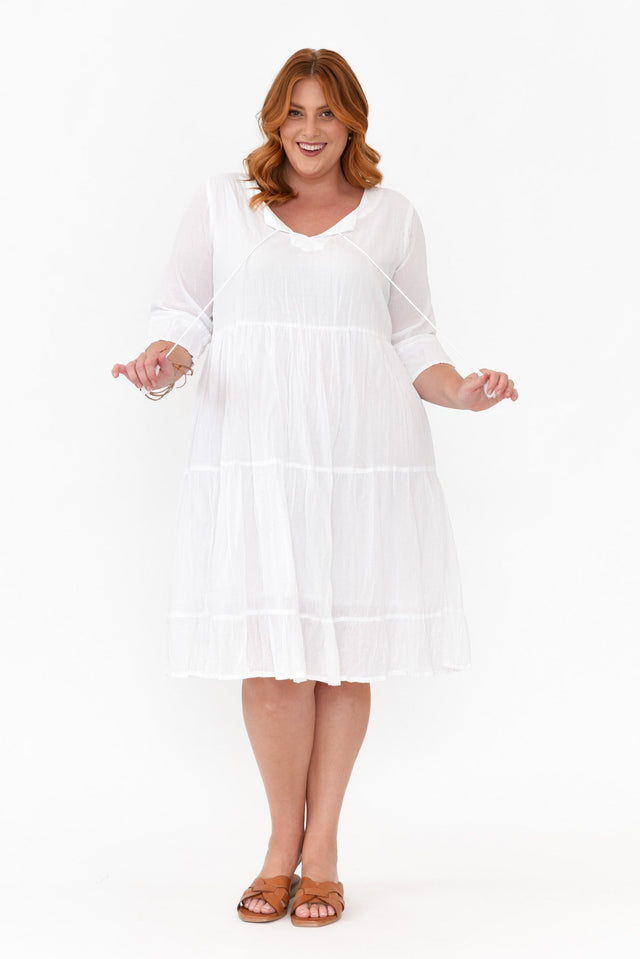 Milana White Crinkle Cotton Dress image 9
