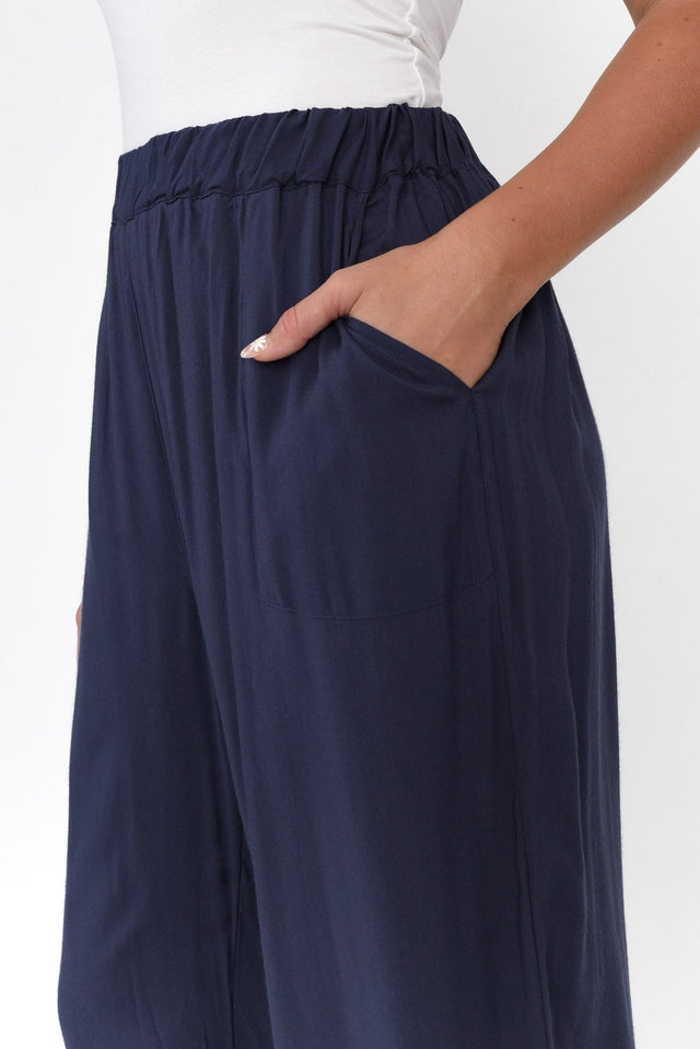 Milly Navy Ruched Hem Pants image 5