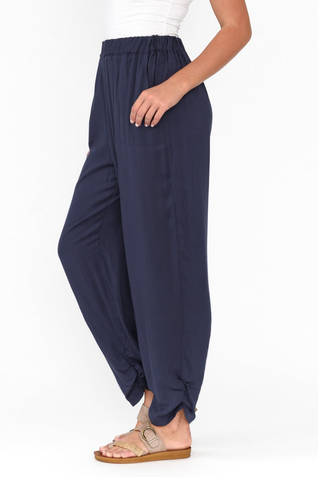 Milly Navy Ruched Hem Pants image 4