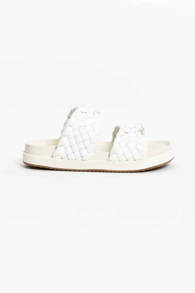Mim White Leather Woven Slide image 4