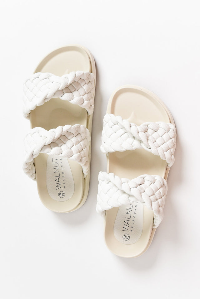 Mim White Leather Woven Slide image 2