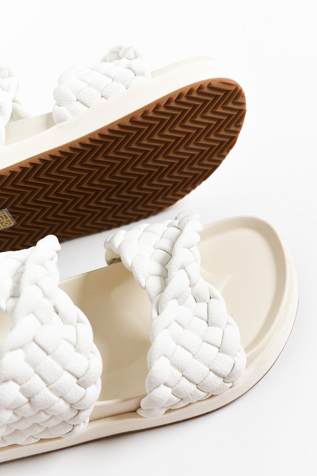 Mim White Leather Woven Slide image 3