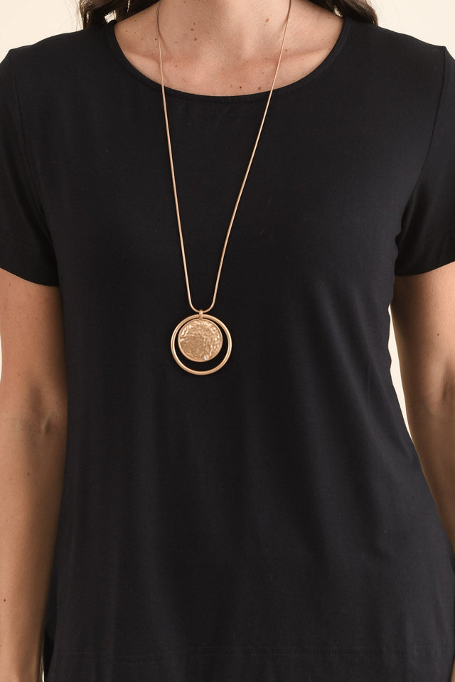 Minelli Black Bamboo Tee,Detail,Brunette model,alt text|model:MJ image 5