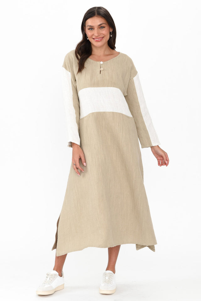 Minsa Natural Splice Cotton Blend Dress