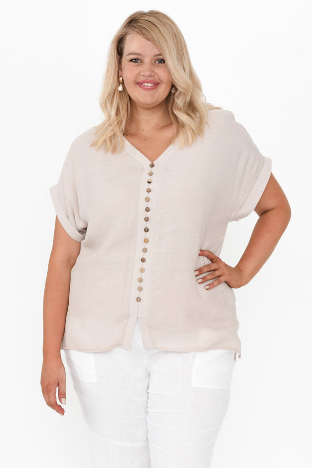 Miray Beige Button Top image 9