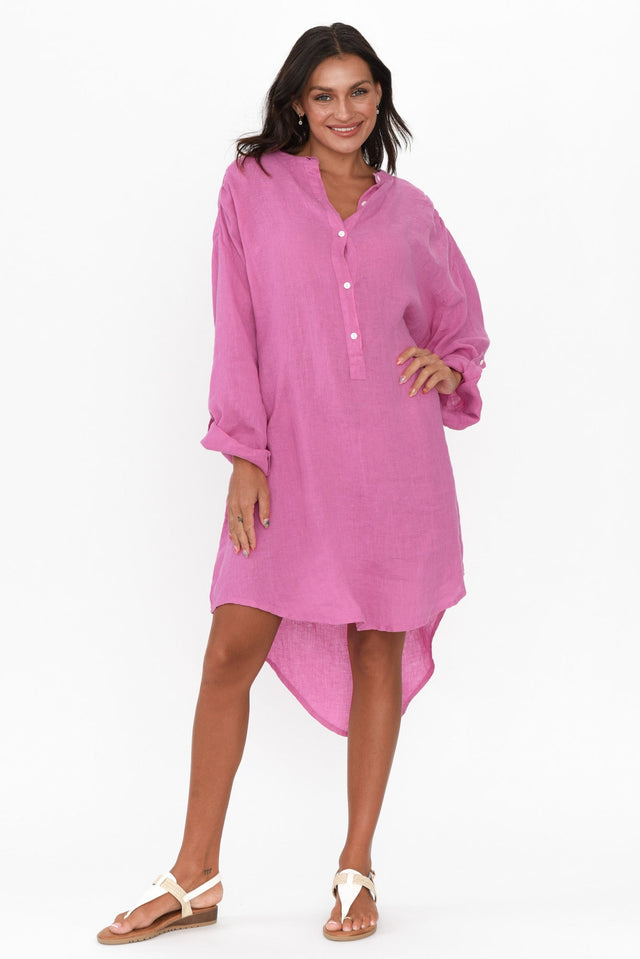 Mischa Pink Linen Shirt Dress