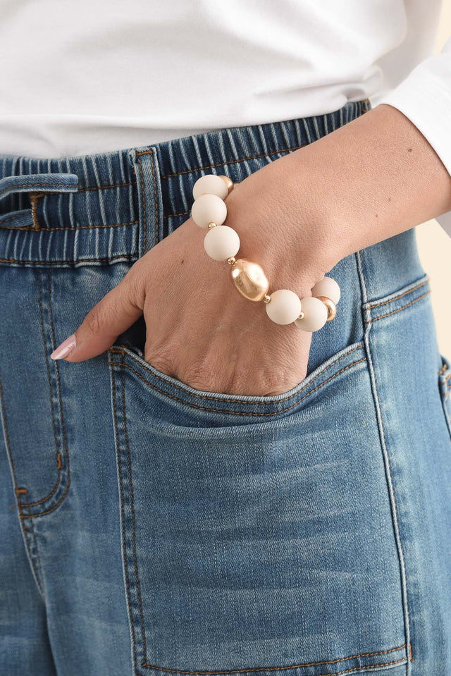 Misha Cream Beaded Bracelet
