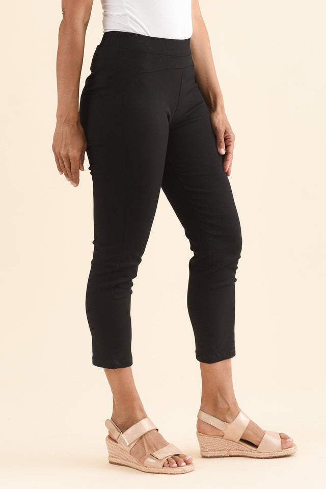 Missy Black Cropped Stretch Pants,Side,Brunette model,alt text|model:Cara image 3