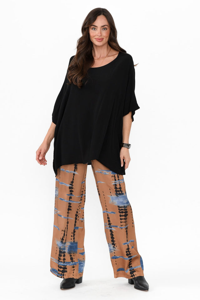 Monay Tan Abstract Silk Blend Pants