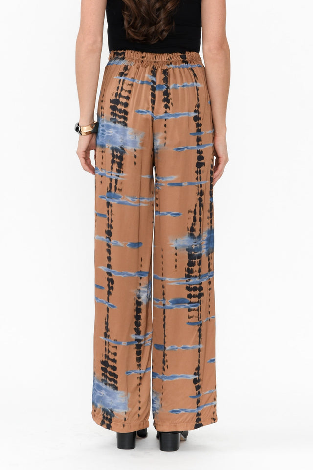 Monay Tan Abstract Silk Blend Pants