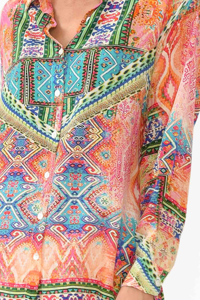 Monet Multi Silk Collared Shirt image 5