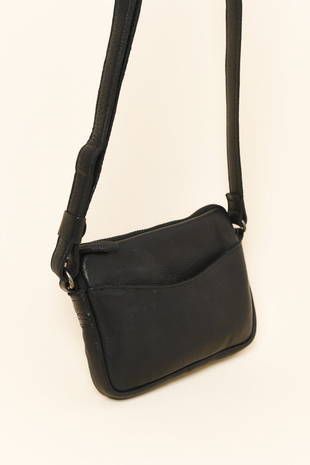 Monterey Black Leather Crossbody Bag