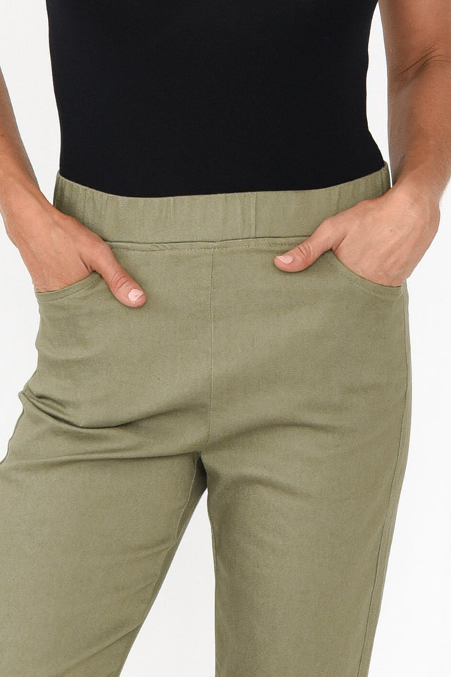 Monza Khaki Stretch 7/8 Pants