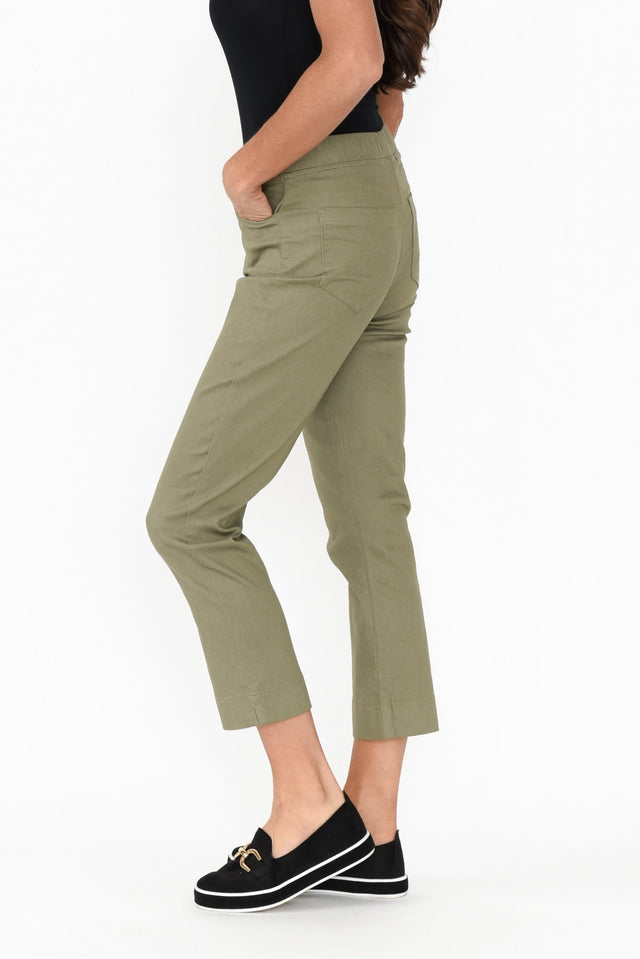 Monza Khaki Stretch 7/8 Pants